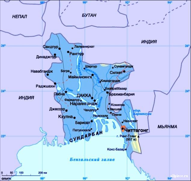 Карта бангладеша на русском